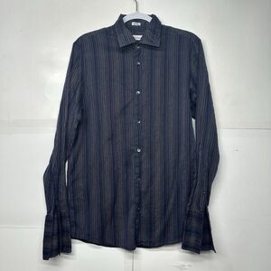 Men’s Calvin Klein Button-Down Shirt Size M Navy Blue Pinstripe Long Sleeve